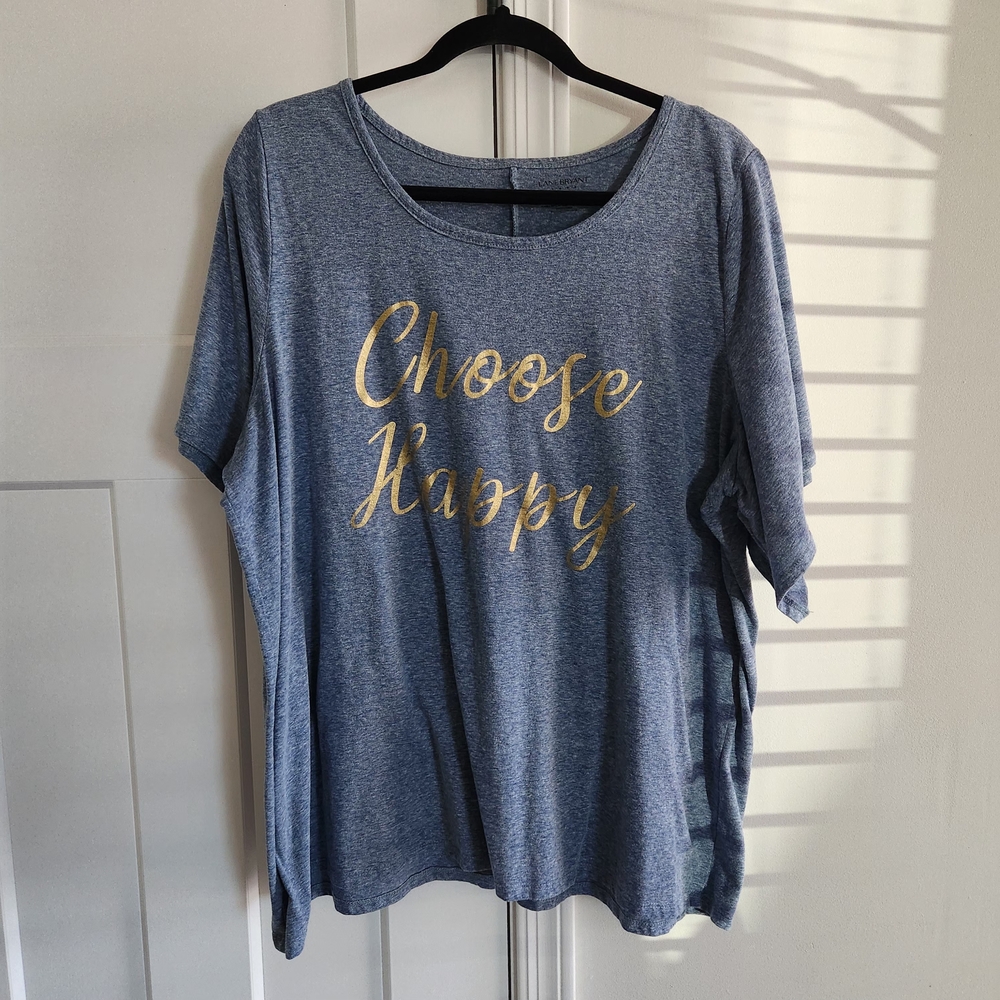 Lane Bryant Heathered Blue Short Sleeve Choose Happy Tee Size 22/24